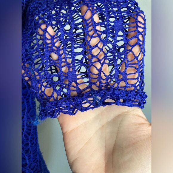 Blue purple crochet top attached tank - Picture 6 of 7